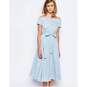 Asos off Shoulder Midi Dress